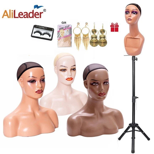 Female Mannequin Head With Shoulders For Wig Hat Display Model Stand Holder
