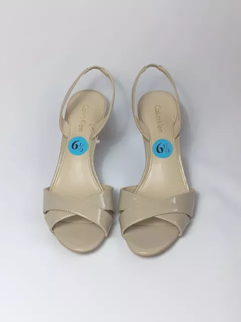 Calvin Klein Women's Lucette Nude Slingback Open Toe  High Heels Shoes Sz 6.5