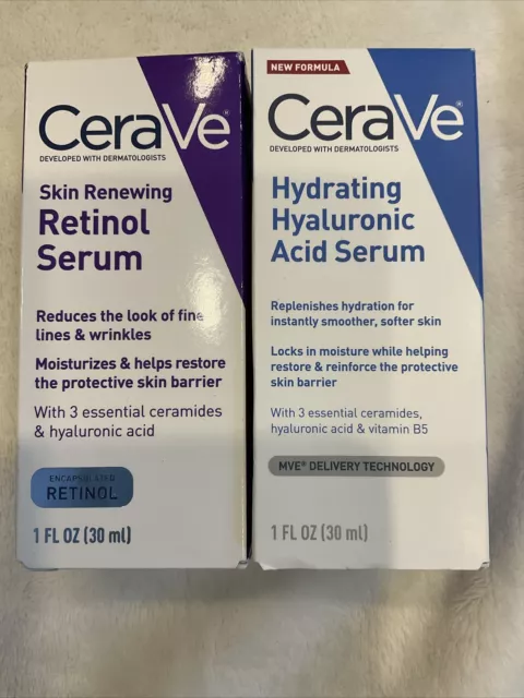 Cerave Serums 2 Pack Of Retinol Serum And Hydrating Hyaluronic Acid Serum