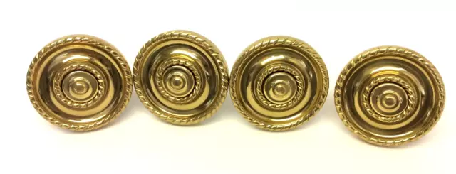 Set of Four Vintage Used Brass Metal Made in Portugal Curtain Tiebacks Tie Backs