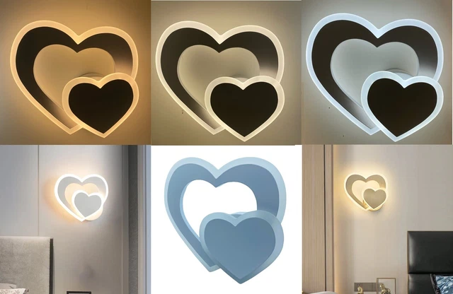 Applique Lampada Da Muro Per Interno A Parete Moderno Doppio Cuore Con Led 12W