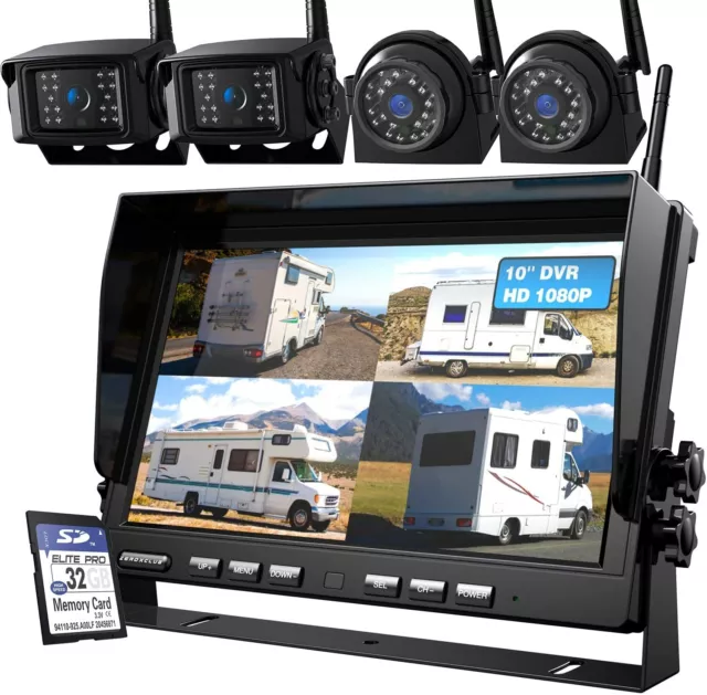 10.1'' Wireless Digital DVR Monitor Rear Side View Camera for Truck/Trailer/RV