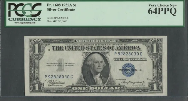 Fr. 1608 1935A $1 Silver Certificate PCGS 64 PPQ