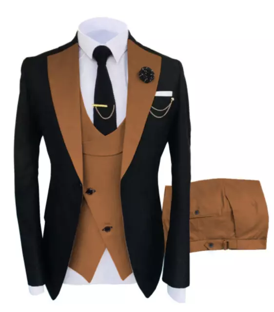 Mens 3 Piece Suit Formal Groomsmen Wedding Tuxedos Suits Blazer+Vest+Pants 42r