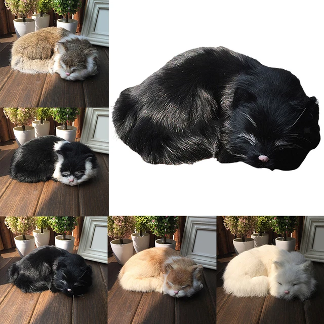 Handcrafted Realistic Cat Plush Figurine Chrildren's Companion Doll Toy