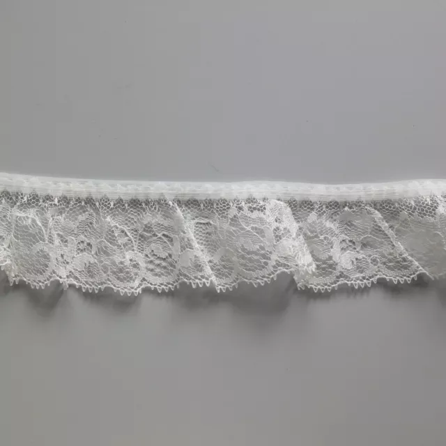 Ivory Gathered Lace Edge Trim Scallop Shell Design - lingerie fabric 45mm wide