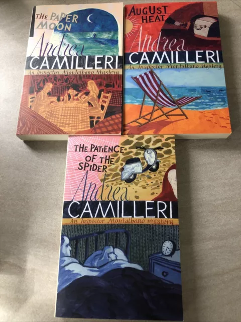 3 Andrea Camilleri Novels - The Paper Moon, August Heat, Patience Of The Spider.