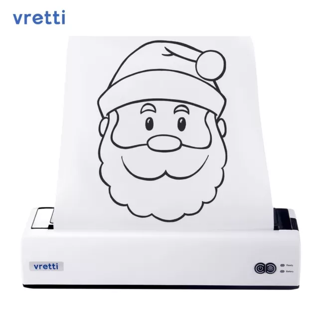 VRETTI Portable Printer A4 Mobile Thermal Printer Bluetooth USB for IOS Android
