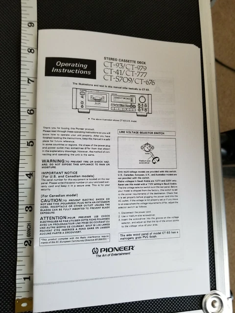 MANUEL D'ENTRETIEN DU lecteur de disques / platine Pioneer PL-X300