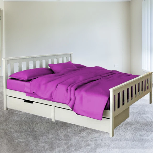 SOLID WOODEN BED Pine Wood Bed Frame White Bedroom Shaker Style 4FT