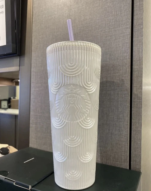 STARBUCKS 2023 SPRING White Mermaid scales Cold Cup Tumbler 24oz Pearl Straw New 34.99 PicClick