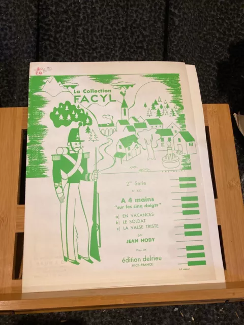 Jean Hody 3 pièces pour piano 4 mains partition collection Facyl Delrieu