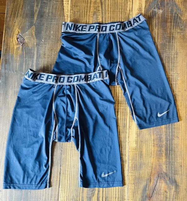 (2) Nike Pro Combat Compression Shorts Men's Navy Blue Size XL