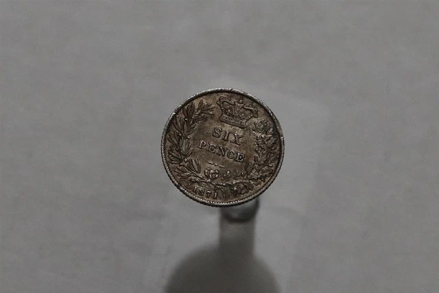 🧭 🇬🇧 Uk Gb 6 Pence 1871 Die Nr10 Bull 3232 Victoria B59 #9730