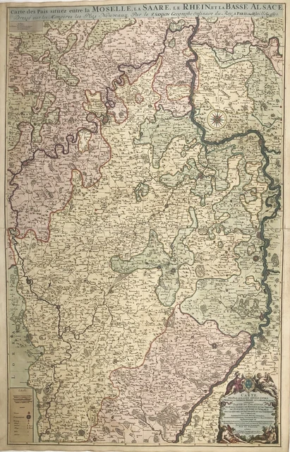 Mosel Saar Eifel Saarland Trier Malo Kreuznach Tarjeta Mapa Jaillot Sanson 1692