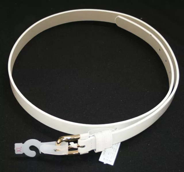 Ivory Off White NWT XL Belt PU Filler Bonded Leather Womens New Narrow