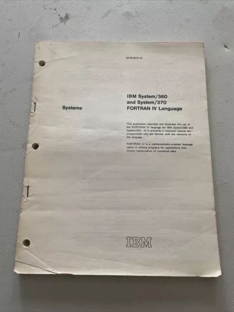 Vintage ibm computer 360 370 Fortran iv language manual guide