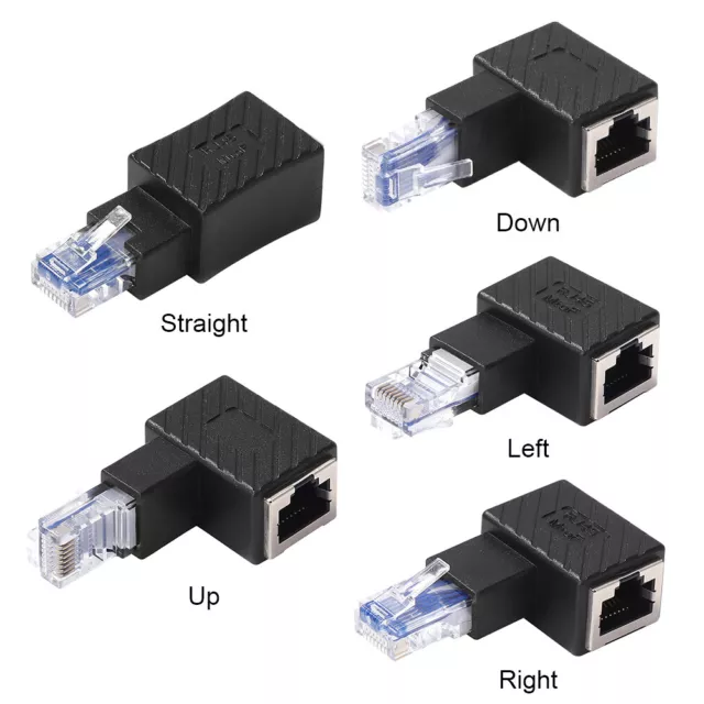 90 Degree RJ45 Converter Ethernet Network Adapter Extender Multi-Angle Coupler