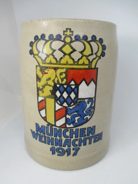 Chope à Bière En Céramique Westerwald - Motif Chasse Par Ludwig Hohlwein, Vintage, Origine Allemagne