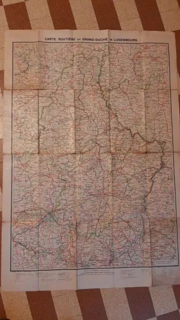 Ancienne Carte Routière Du Grand-Duché De Luxembourg Et Des Régions Limitrophes