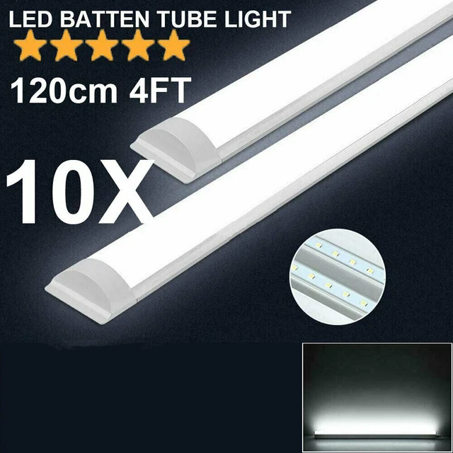 10x40W LED Slim Ceiling Batten Tube Light 4FT 1200mm Fluorescent Lamp Cool 6500K