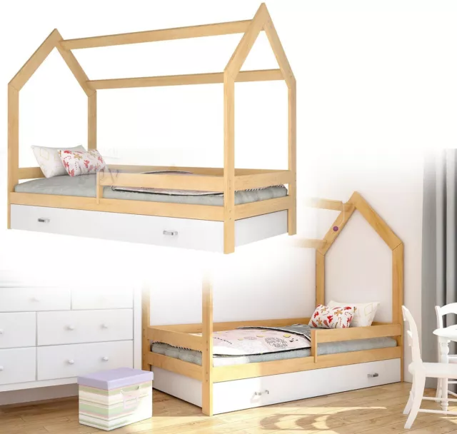 Culla con Cassetto Hausbett Casa Legno Pino Bianco Bettenkauf 160x80cm