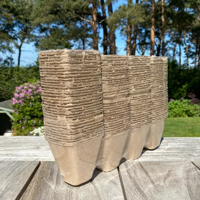 144 x 8cm Eco Square Fibre Biodegradable and Compostable Seed Nursery Plant Pots