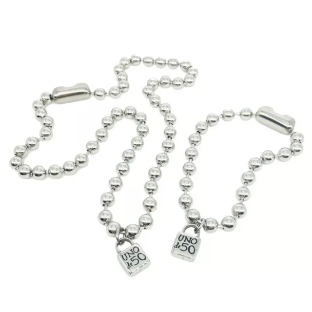 UNO de 50 Women Stainless Steel Bead Lock Pendant Bracelet Necklace Jewelry Set