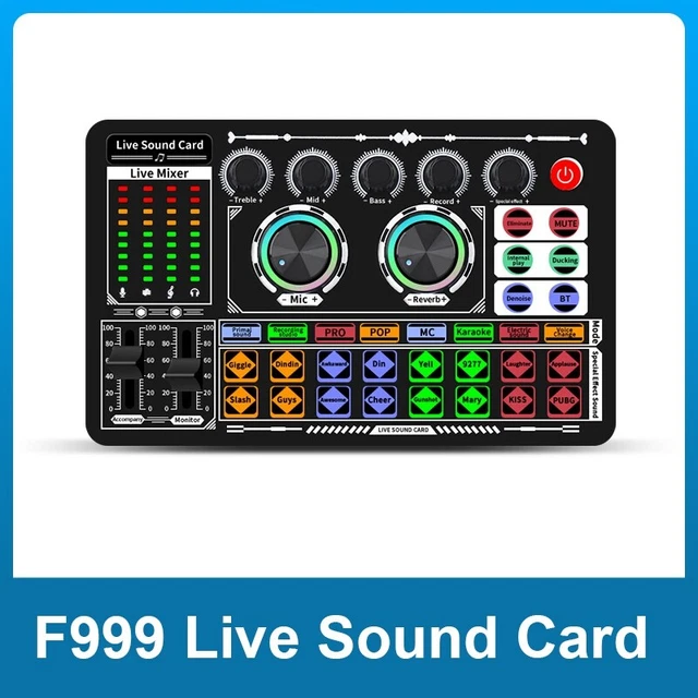 Carte Son Mixeur Audio DJ Bluetooth F998 - Effets Voix 3 Canaux