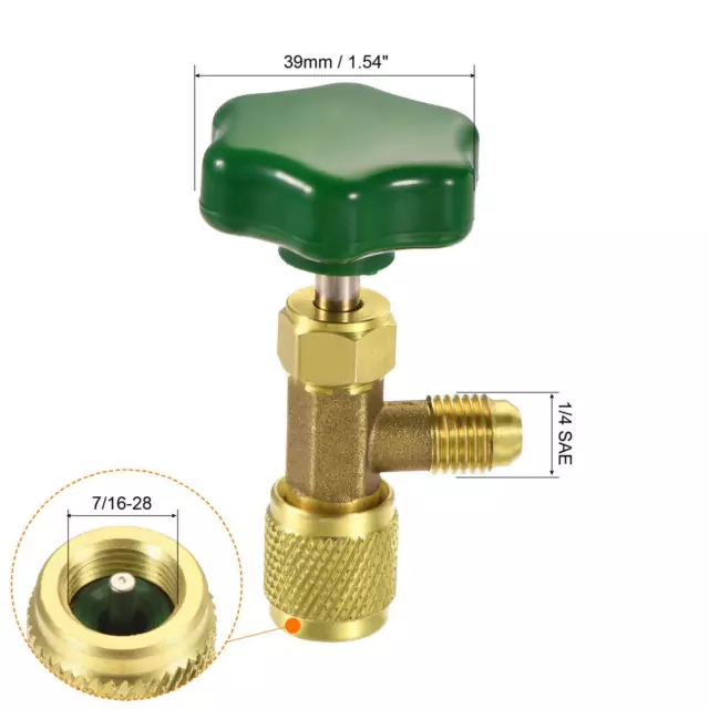 Auto-obturant Robinet Valve 1/4 SAE 7/16-28 Boutille pour Réfrigération A/C 2