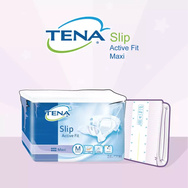 Tena Slip Active Fit Maxi - Small Medium and Large Adult Nappies -Plastic backed