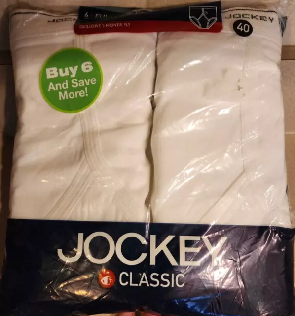 NIP 6 Men's Jockey Classic Full Rise Briefs, Size 40, 100% Cotton, Y Front Fly