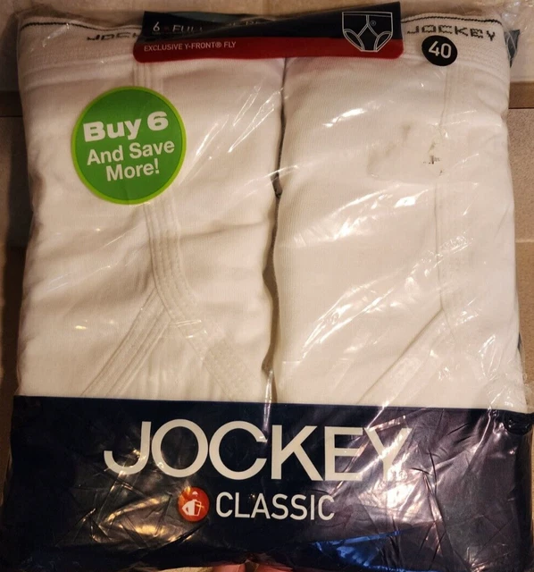 NIP 6 Men's Jockey Classic Full Rise Briefs, Size 40, 100% Cotton, Y Front Fly