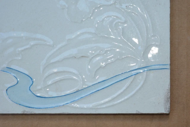 2 England Antique Art Nouveau Majolica Tile C1900 2