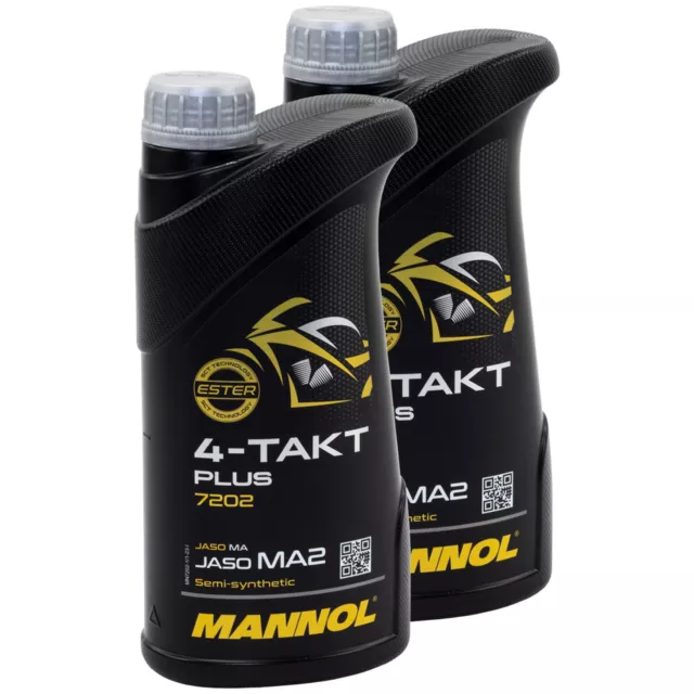 2x 1Liter Mannol 4-Takt Plus Api Sl SAE 10W-40 Parte Sintético Moto Aceite Motor