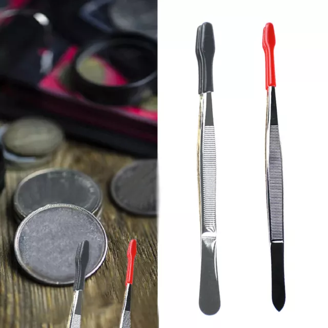 Tool Stamp Tweezer Rubber Tipped Stainless Steel Collection Jewelry Coin