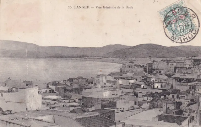 Carte postale ancienne postcard MAROC MOROCCO TANGER 15 la rade timbrée 1911