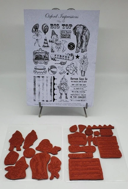 Oxford Impressions Big Top Rubber Stamps Vintage Circus Clowns Elephant Barnum