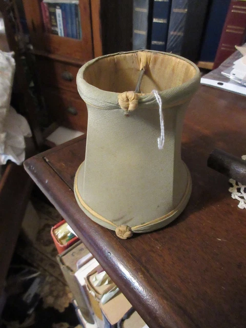 1 Miniature Clip On Bulb Cloth Sconce/Chandelier/Lamp Shade 4"hi 3"top 4" btw.