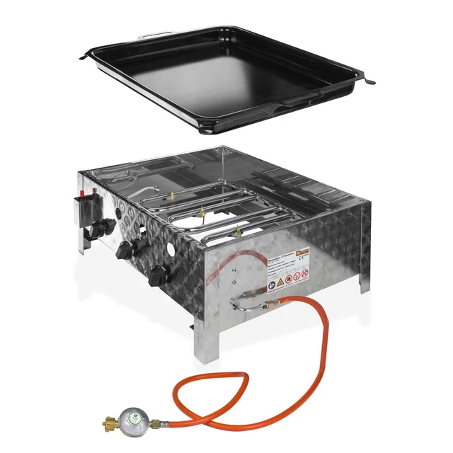 Gastro Edelstahl Gasbräter 71x57x30cm Gasgrill 3flammig Gastrobräter Stahlpfanne 7