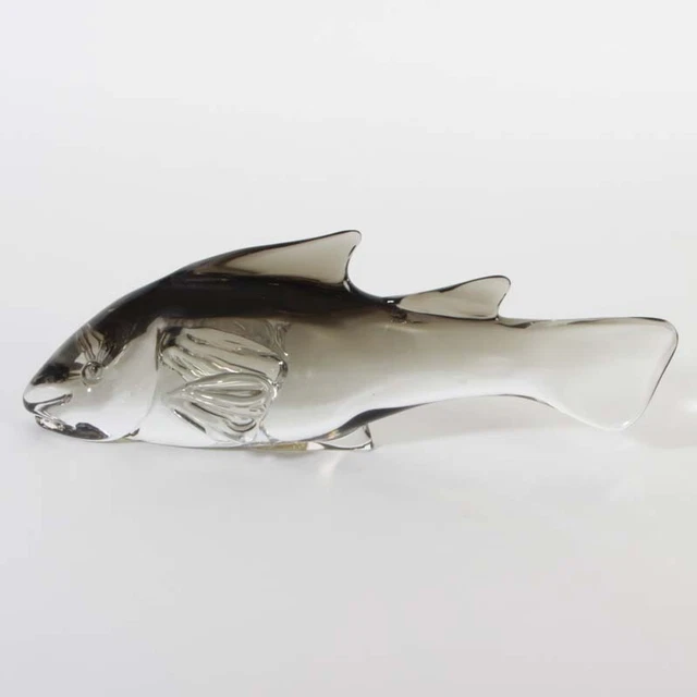 Muy Raro Tenca Pescado Gris Label Pauly Firmado A. Barbini #1 Cristal Murano