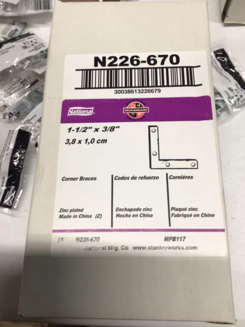National Hardware- N226-670 Flat Corner Iron Brace 1-1/2" X 3/8" - *15 -4 Packs*