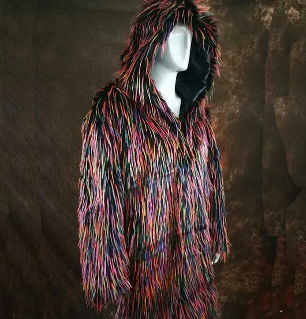 Womens/Mens Trench Coat Faux Fur Parka Hooded Warm Slim Med Long Jacket Outwears