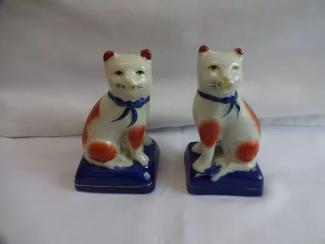 Antique Pair KENT Staffordshire cats - circa 1860 Height 10 cm x 5 x 4 cm