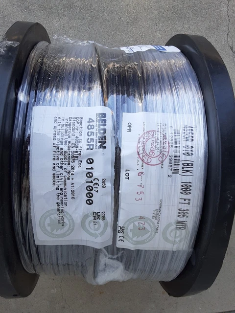 1,000 FT  Belden 4855R  12 GHz 4K  UHD/SDI miniRG59 Serial Digital Coaxial Cable