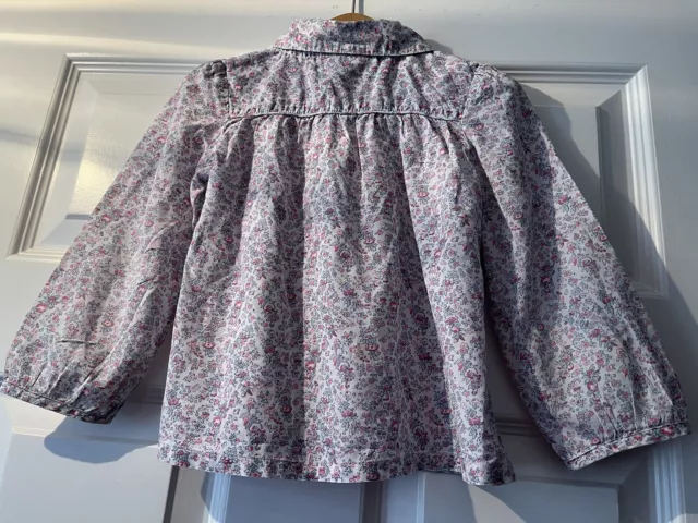 Little White Company Girls Smock Blouse Top Ditsy Floral Pink Age 18-24 months 3