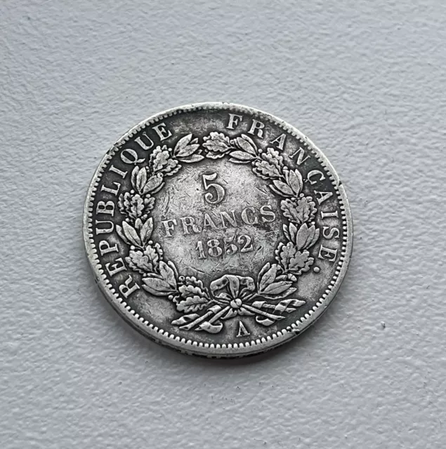 Frankreich Louis Napoleon Bonaparte 1852 A Silber 5 Francs Münze Schöne Grade