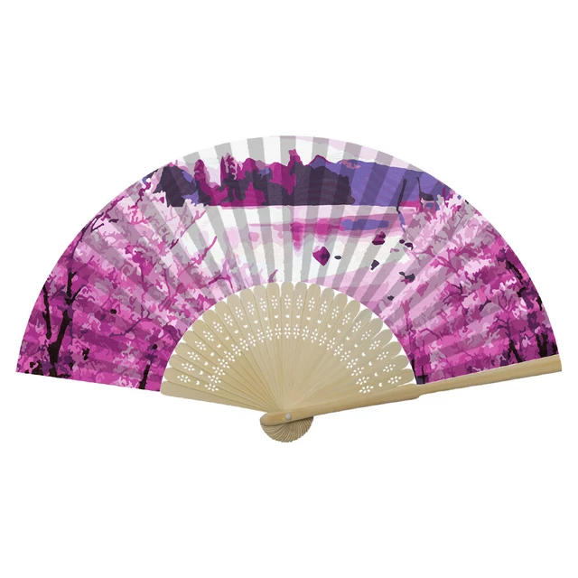 Cherry Blossom Forest Oil Paint Folding Fan By Numbers DIY Home Decoration Gifts