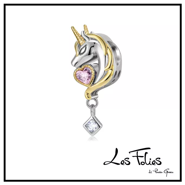 Charm Licorne Pendentif en Argent 925 - Les Folies (Modèle Pandora)