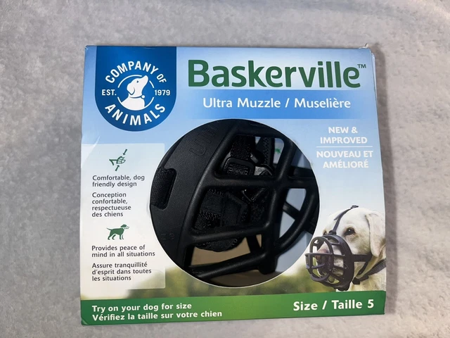 Baskerville Ultra Muzzle Black Size 5 Dog Canine Rubber Plastic Breathable